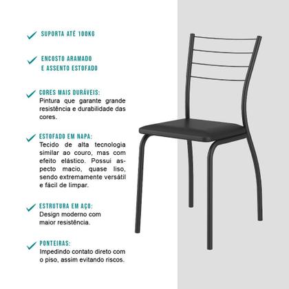 Imagem de Conjunto Sala de Jantar Fortaleza Preto Mesa e 4 Cadeiras Carraro