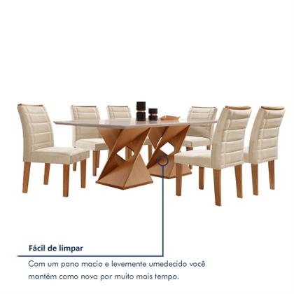 Imagem de Conjunto Sala de Jantar Genova Tampo Vidro/mdf com 6 Cadeiras Genova Smart Plus