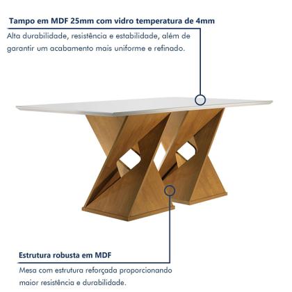Imagem de Conjunto Sala de Jantar Genova Tampo Vidro/mdf com 6 Cadeiras Genova Smart Plus