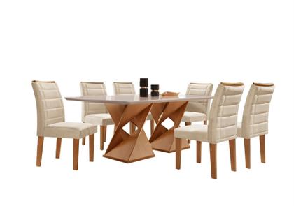 Imagem de Conjunto Sala de Jantar Genova Tampo Vidro/mdf com 6 Cadeiras Genova Smart Plus