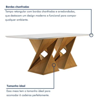 Imagem de Conjunto Sala de Jantar Genova Tampo Vidro/mdf com 6 Cadeiras Genova Smart Plus