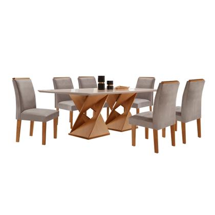 Imagem de Conjunto Sala de Jantar Genova Tampo Vidro/MDF com 6 Cadeiras Luísa Smart Plus