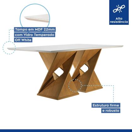 Imagem de Conjunto Sala de Jantar Genova Tampo Vidro/MDF com 6 Cadeiras Luísa Smart Plus