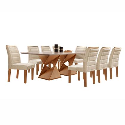 Imagem de Conjunto Sala de Jantar Genova Tampo Vidro/mdf com 8 Cadeiras Genova Smart Plus