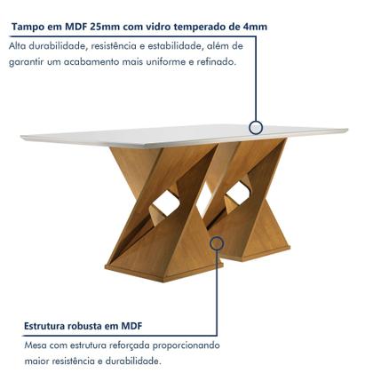 Imagem de Conjunto Sala de Jantar Genova Tampo Vidro/mdf com 8 Cadeiras Genova Smart Plus