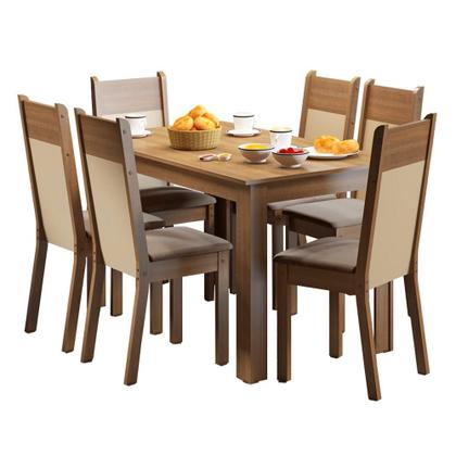 Conjunto Sala de Jantar Honduras Madesa Mesa Tampo de Madeira com 6 Cadeiras Imagem de Conjunto Sala de Jantar Honduras Madesa Mesa Tampo de Madeira com 6 Cadeiras