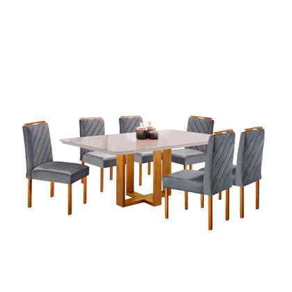 Imagem de Conjunto Sala de Jantar Jade 6 Lugares Mesa e Cadeiras Móveis Mix