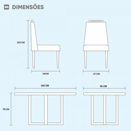 Imagem de Conjunto Sala de Jantar Lisy 6 Lugares Madeira Maciça Tampo Com Vidro Veludo Bege