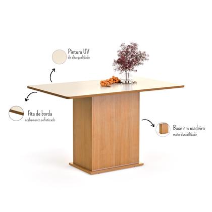 Imagem de Conjunto Sala De Jantar Luana Mesa Tampo Em Madeira Com 4 Cadeiras Estofada