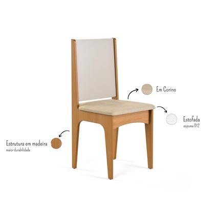 Imagem de Conjunto Sala De Jantar Luana Mesa Tampo Em Madeira Com 4 Cadeiras Estofada