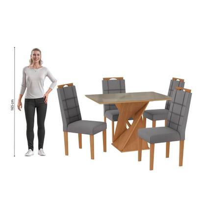 Imagem de Conjunto Sala De Jantar Luna Kappesberg 4 Cadeiras Veludo Titanio