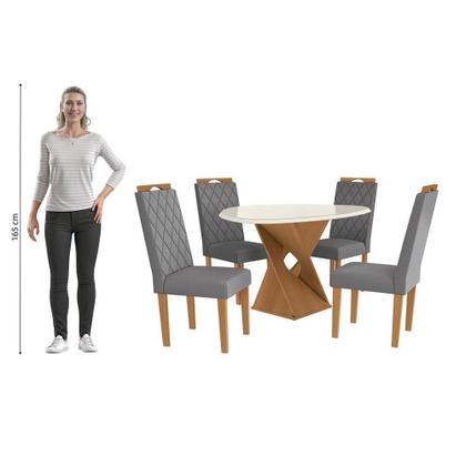 Imagem de Conjunto Sala De Jantar Luna Kappesberg 4 Cadeiras Veludo Titanio