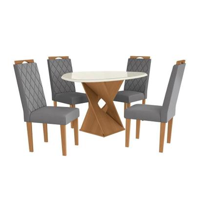 Imagem de Conjunto Sala De Jantar Luna Kappesberg 4 Cadeiras Veludo Titanio