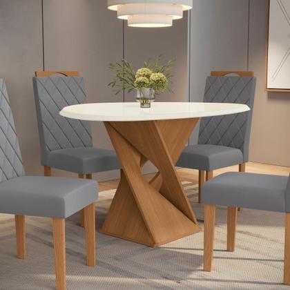 Imagem de Conjunto Sala De Jantar Luna Kappesberg 4 Cadeiras Veludo Titanio