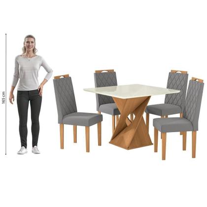 Imagem de Conjunto Sala De Jantar Luna Kappesberg 4 Cadeiras Veludo Titanio