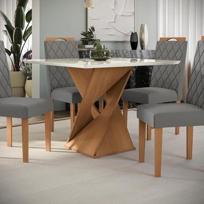 Imagem de Conjunto Sala De Jantar Luna Kappesberg 4 Cadeiras Veludo Titanio