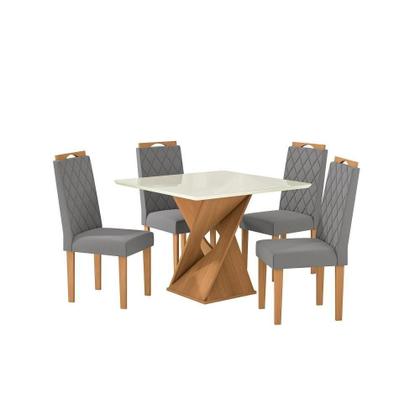 Imagem de Conjunto Sala De Jantar Luna Kappesberg 4 Cadeiras Veludo Titanio