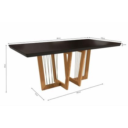 Imagem de Conjunto Sala De Jantar Madeira Maciça 6 Cadeiras Kappesberg Preto Linho Cinza