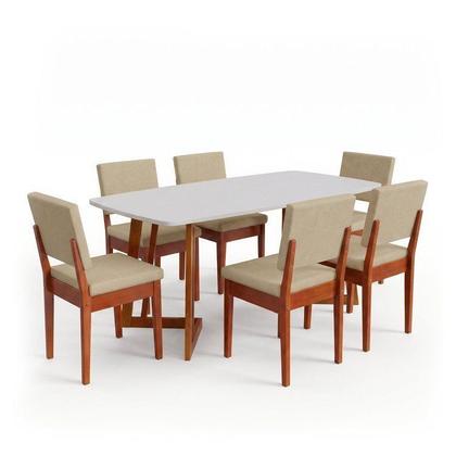 Imagem de Conjunto Sala de Jantar Madeira Maciça 6 Lugares Tampo sem Vidro Cadeira Miami