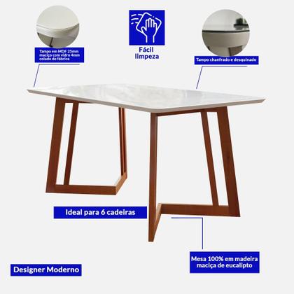 Conjunto Sala De Jantar Madeira Maciça Com Vidro 6 Cadeiras Califórnia - Móveis Meneghetti Imagem de Conjunto Sala De Jantar Madeira Maciça Com Vidro 6 Cadeiras Califórnia
