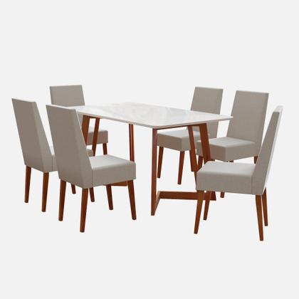 Conjunto Sala De Jantar Madeira Maciça Com Vidro 6 Cadeiras Califórnia - Móveis Meneghetti Imagem de Conjunto Sala De Jantar Madeira Maciça Com Vidro 6 Cadeiras Califórnia