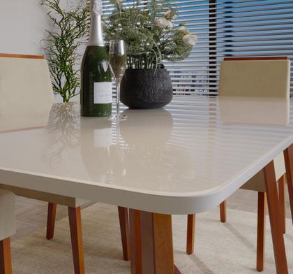 Imagem de Conjunto Sala De Jantar Madeira Maciça Com Vidro 6 Cadeiras Califórnia