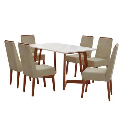 Imagem de Conjunto Sala De Jantar Madeira Maciça Com Vidro 6 Cadeiras Califórnia