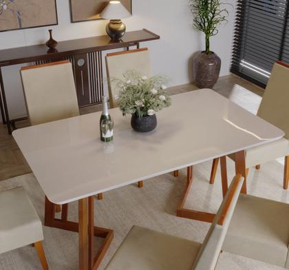 Imagem de Conjunto Sala De Jantar Madeira Maciça Com Vidro 6 Cadeiras Califórnia