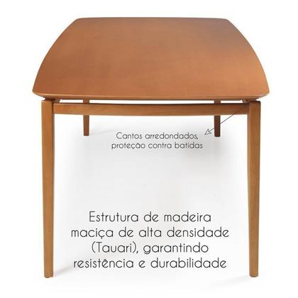 Imagem de Conjunto Sala de Jantar Madeira Maciça - Mesa 1,80 Laminada 6 Cadeiras Assento e Encosto Estofado
