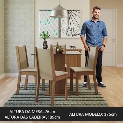 Imagem de Conjunto Sala de Jantar Madesa Aline Mesa Tampo de Vidro com 4 Cadeiras