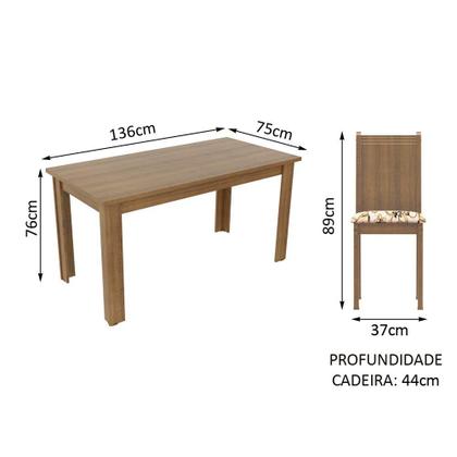 Conjunto Sala de Jantar Madesa Analu Mesa Tampo de Madeira com 6 Cadeiras Imagem de Conjunto Sala de Jantar Madesa Analu Mesa Tampo de Madeira com 6 Cadeiras