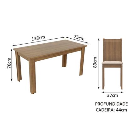 Conjunto Sala de Jantar Madesa Analu Mesa Tampo de Madeira com 6 Cadeiras Imagem de Conjunto Sala de Jantar Madesa Analu Mesa Tampo de Madeira com 6 Cadeiras