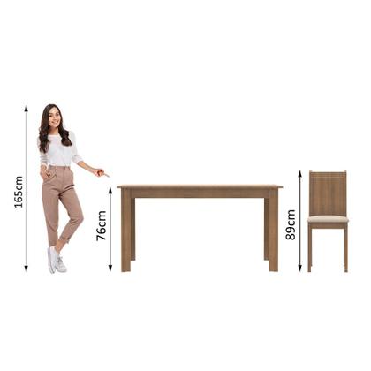Conjunto Sala de Jantar Madesa Analu Mesa Tampo de Madeira com 6 Cadeiras Imagem de Conjunto Sala de Jantar Madesa Analu Mesa Tampo de Madeira com 6 Cadeiras