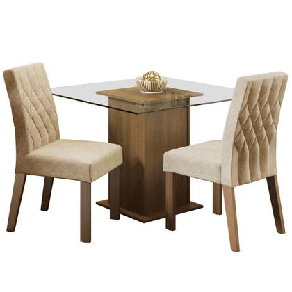 Imagem de Conjunto Sala de Jantar Madesa Cassia Mesa Tampo de Vidro com 2 Cadeiras