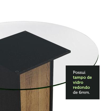 Imagem de Conjunto Sala de Jantar Madesa Débora Mesa Tampo de Vidro Redondo 4 Cadeiras - Preto/Rustic