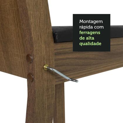 Imagem de Conjunto Sala de Jantar Madesa Débora Mesa Tampo de Vidro Redondo 4 Cadeiras - Preto/Rustic