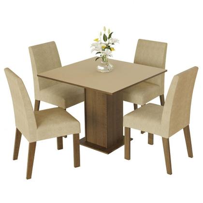 Imagem de Conjunto Sala de Jantar Madesa Deise Mesa Tampo de Madeira 4 Cadeiras - Rustic/Crema/Imperial