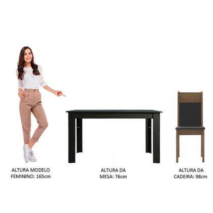 Imagem de Conjunto Sala de Jantar Madesa Havana Mesa Tampo de Madeira com 4 Cadeiras - Preto/Rustic