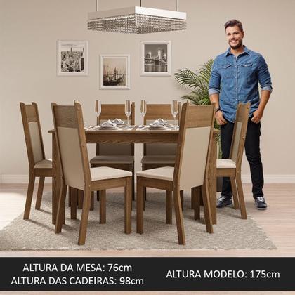 Imagem de Conjunto Sala de Jantar Madesa Jaíne Mesa Tampo de Madeira com 6 Cadeiras