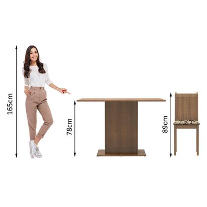 Conjunto Sala de Jantar Madesa Luana Mesa Tampo de Madeira com 4 Cadeiras - Rustic/Bege Marrom Imagem de Conjunto Sala de Jantar Madesa Luana Mesa Tampo de Madeira com 4 Cadeiras - Rustic/Bege Marrom