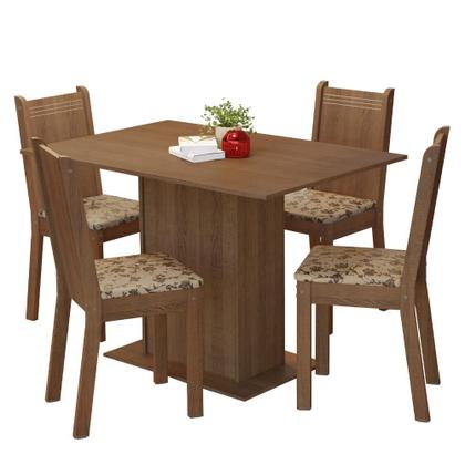 Conjunto Sala de Jantar Madesa Luana Mesa Tampo de Madeira com 4 Cadeiras - Rustic/Bege Marrom Imagem de Conjunto Sala de Jantar Madesa Luana Mesa Tampo de Madeira com 4 Cadeiras - Rustic/Bege Marrom