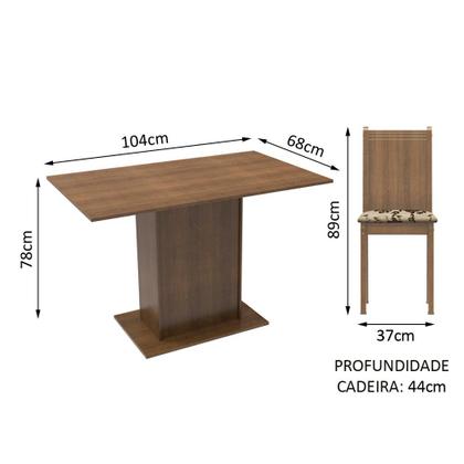 Conjunto Sala de Jantar Madesa Luana Mesa Tampo de Madeira com 4 Cadeiras - Rustic/Bege Marrom Imagem de Conjunto Sala de Jantar Madesa Luana Mesa Tampo de Madeira com 4 Cadeiras - Rustic/Bege Marrom