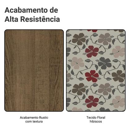 Conjunto Sala de Jantar Madesa Luana Mesa Tampo de Madeira com 4 Cadeiras - Rustic/Floral Hibiscos Imagem de Conjunto Sala de Jantar Madesa Luana Mesa Tampo de Madeira com 4 Cadeiras - Rustic/Floral Hibiscos