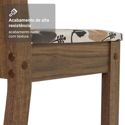 Conjunto Sala de Jantar Madesa Luana Mesa Tampo de Madeira com 4 Cadeiras - Rustic/Floral Hibiscos Imagem de Conjunto Sala de Jantar Madesa Luana Mesa Tampo de Madeira com 4 Cadeiras - Rustic/Floral Hibiscos