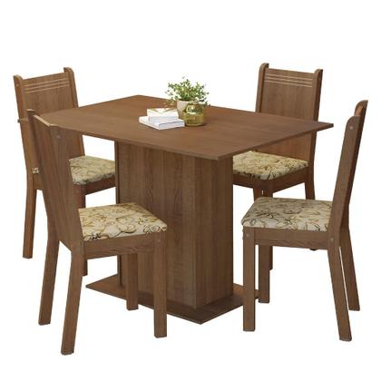 Conjunto Sala de Jantar Madesa Luana Mesa Tampo de Madeira com 4 Cadeiras - Rustic/Lírio Bege Imagem de Conjunto Sala de Jantar Madesa Luana Mesa Tampo de Madeira com 4 Cadeiras - Rustic/Lírio Bege