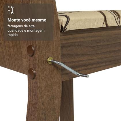 Conjunto Sala de Jantar Madesa Luana Mesa Tampo de Madeira com 4 Cadeiras - Rustic/Lírio Bege Imagem de Conjunto Sala de Jantar Madesa Luana Mesa Tampo de Madeira com 4 Cadeiras - Rustic/Lírio Bege