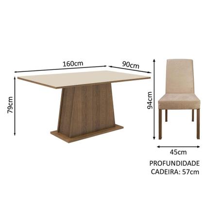 Imagem de Conjunto Sala de Jantar Madesa Luciana Mesa Tampo de Madeira com 6 Cadeiras - Rustic/Crema/Imperial