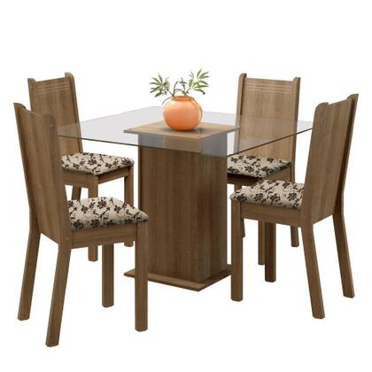Imagem de Conjunto Sala de Jantar Madesa Maya Mesa Tampo de Vidro com 4 Cadeiras