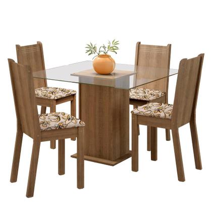 Imagem de Conjunto Sala de Jantar Madesa Maya Mesa Tampo de Vidro com 4 Cadeiras