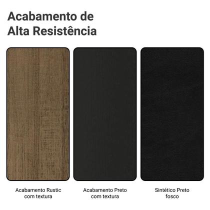 Imagem de Conjunto Sala de Jantar Madesa Medelin Mesa Tampo de Madeira com 6 Cadeiras - Preto/Rustic/SintPreto